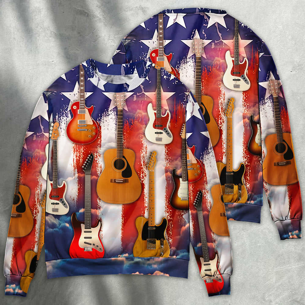 Guitar Independence Day Star Style – Sweater - Ugly Christmas Sweater