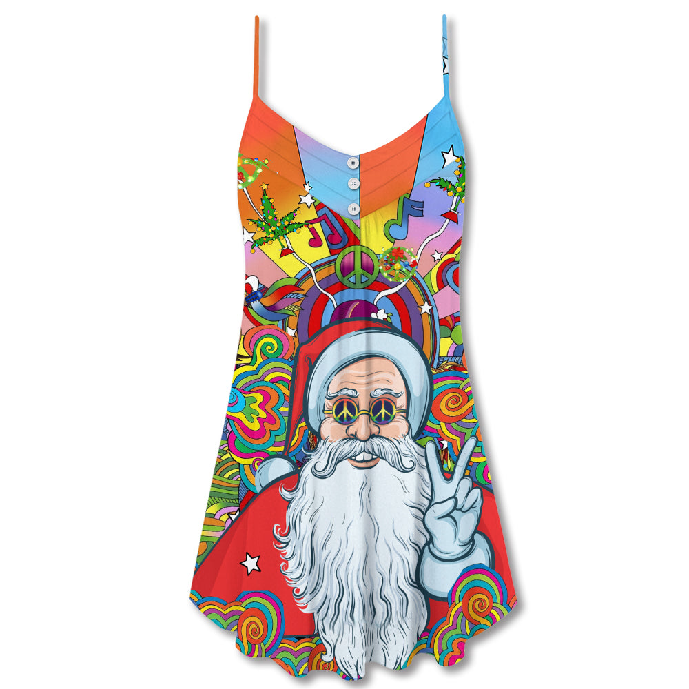 Christmas Hawaiian Hippie Santa Style – Women's Summer Sleeveless V-Neck Camisole Dress