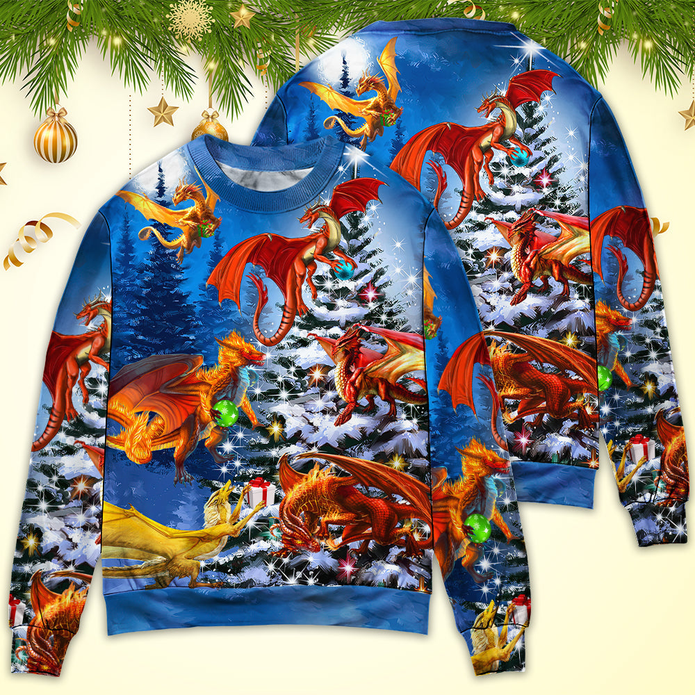 Christmas Dragon Family Love Light Art – Sweater - Ugly Christmas Sweater