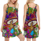 Hypnotic Hippie Mushroom Art – Women's Summer Sleeveless V-Neck Camisole Dress
