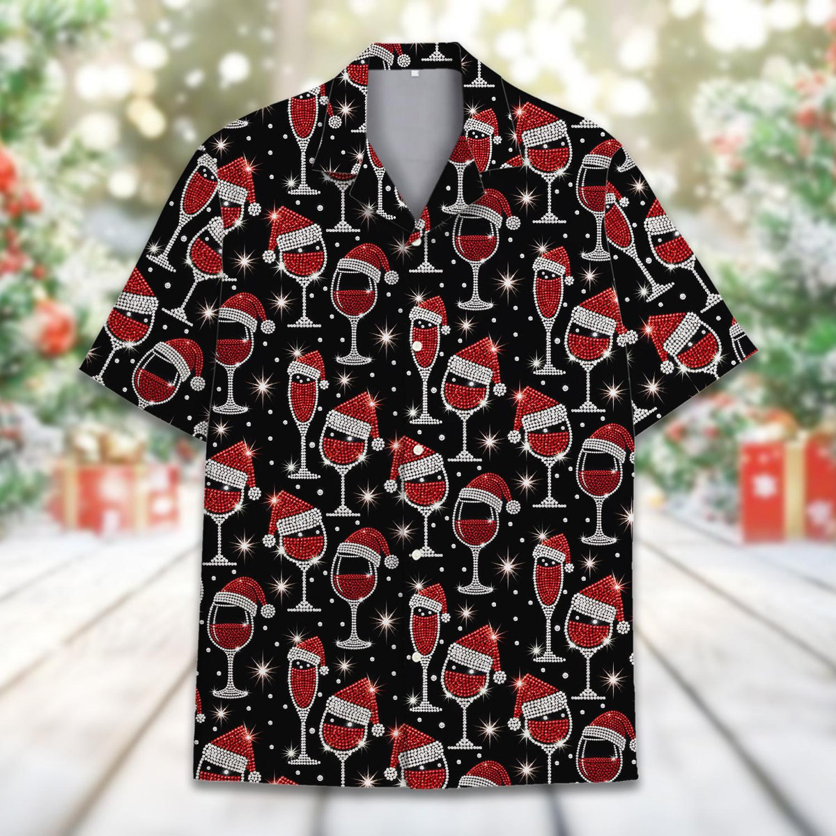 Christmas Wine Glass Santa Hat Holiday Party – Hawaiian Shirt