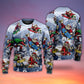 Christmas Santa Skateboarding Snow Mountain Light Art – Sweater - Ugly Christmas Sweater