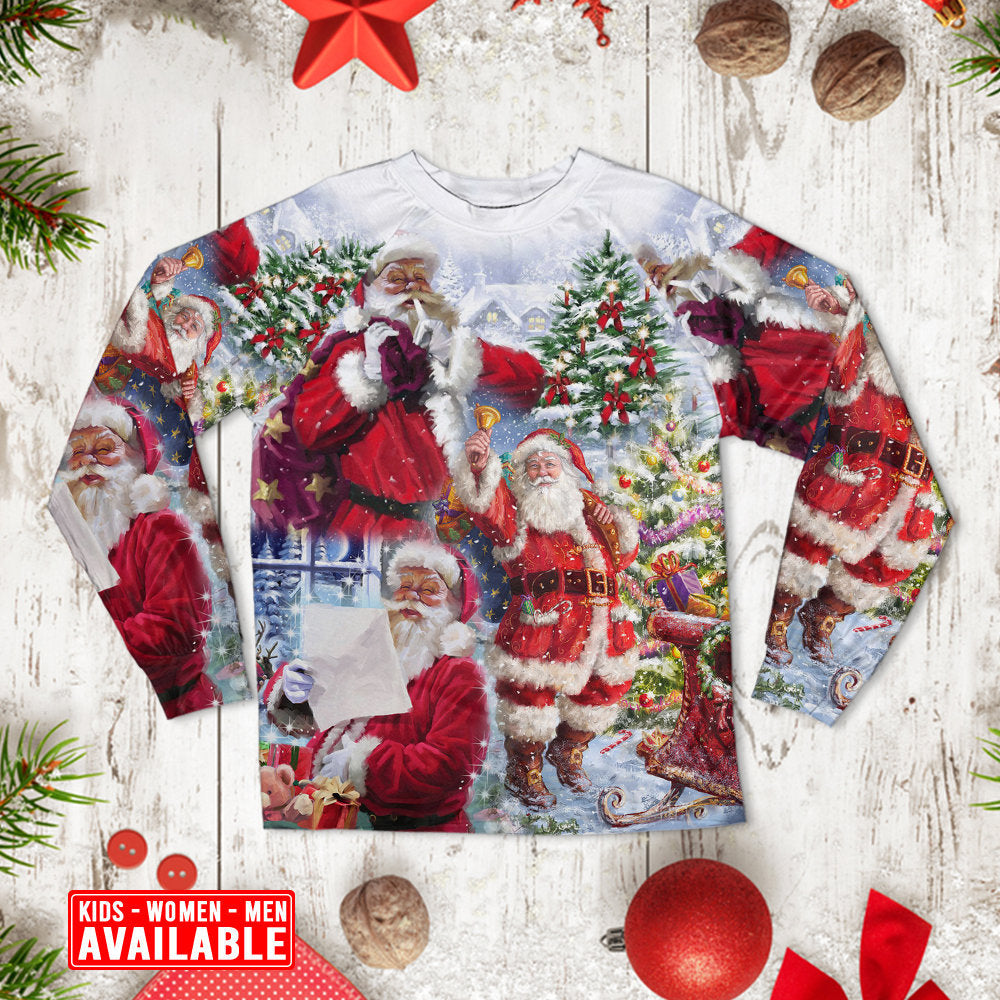 Christmas Santa Claus Is Coming To Town - Pajamas Long Sleeve - Owls Matrix LTD