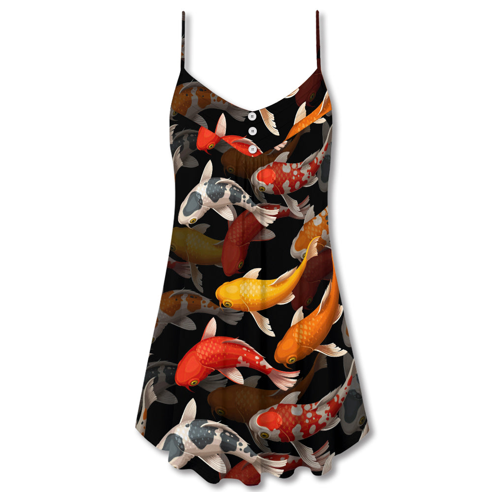 Koi Fish Minimal Style – Women's Summer Sleeveless V-Neck Camisole Dress