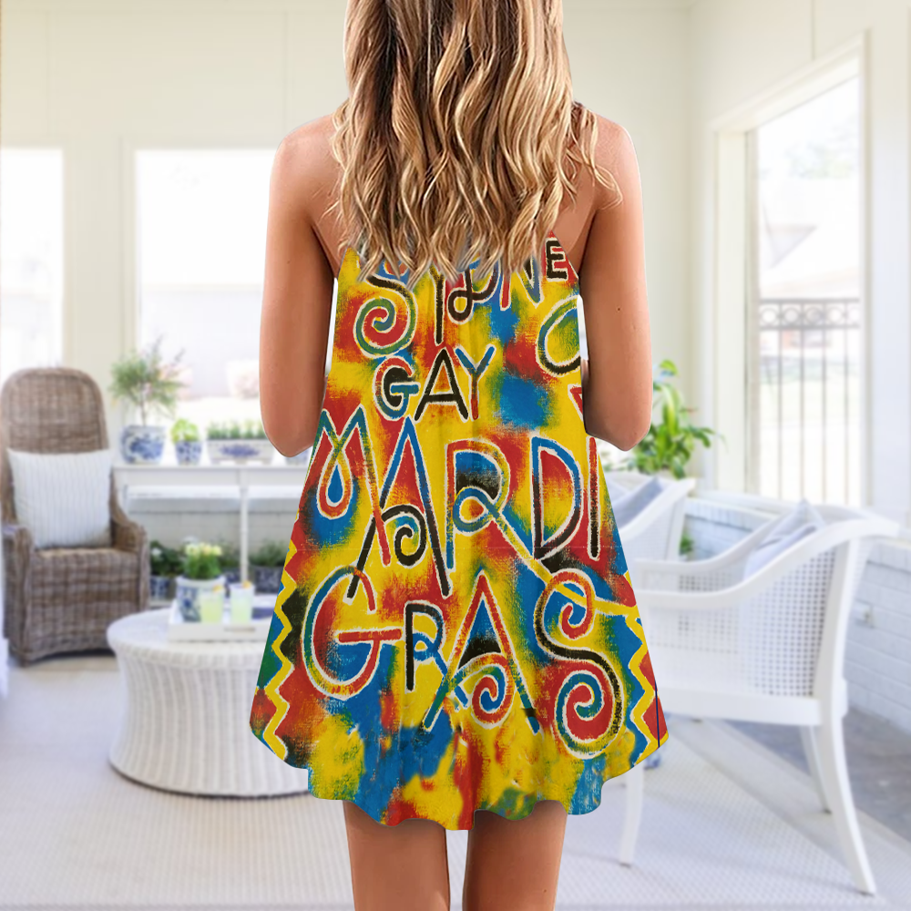 Colorful Pride Celebration Art – Women's Summer Sleeveless V-Neck Camisole Dress