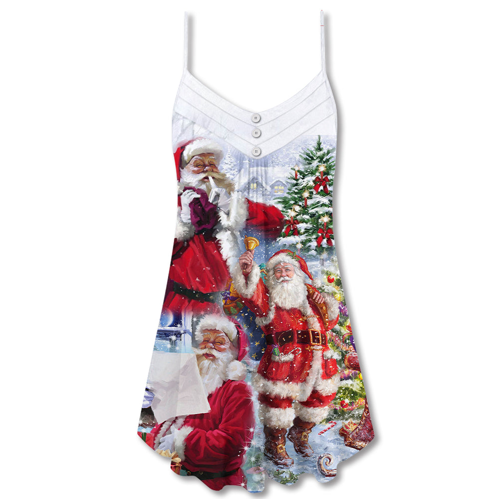 Christmas Santa Is Coming To Town – Women's Summer Sleeveless V-Neck Camisole Dress