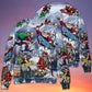 Christmas Santa Skateboarding Snow Mountain Light Art – Sweater - Ugly Christmas Sweater
