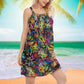 Colorful Smiling Cat Art – Women's Summer Sleeveless V-Neck Camisole Dress