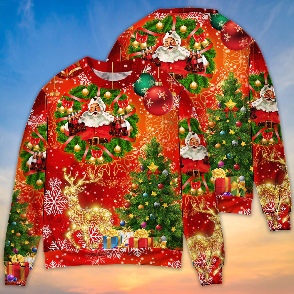 Christmas Santa Holiday Tree Red Light Art – Sweater - Ugly Christmas Sweater