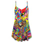 Hippie Patriotic Colorful Style – Women's Summer Sleeveless V-Neck Camisole Dress