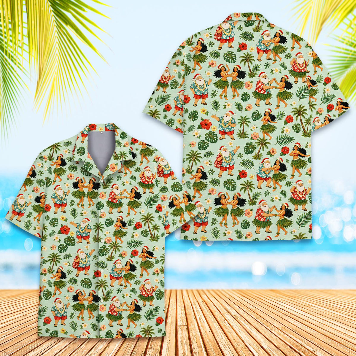 Christmas Hula Santa Tropical Beach Holiday – Hawaiian Shirt