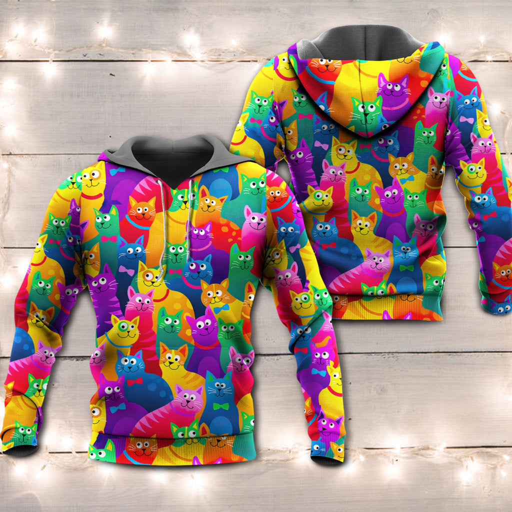 Funny Cats Colorful Art Style - 3D Hoodie