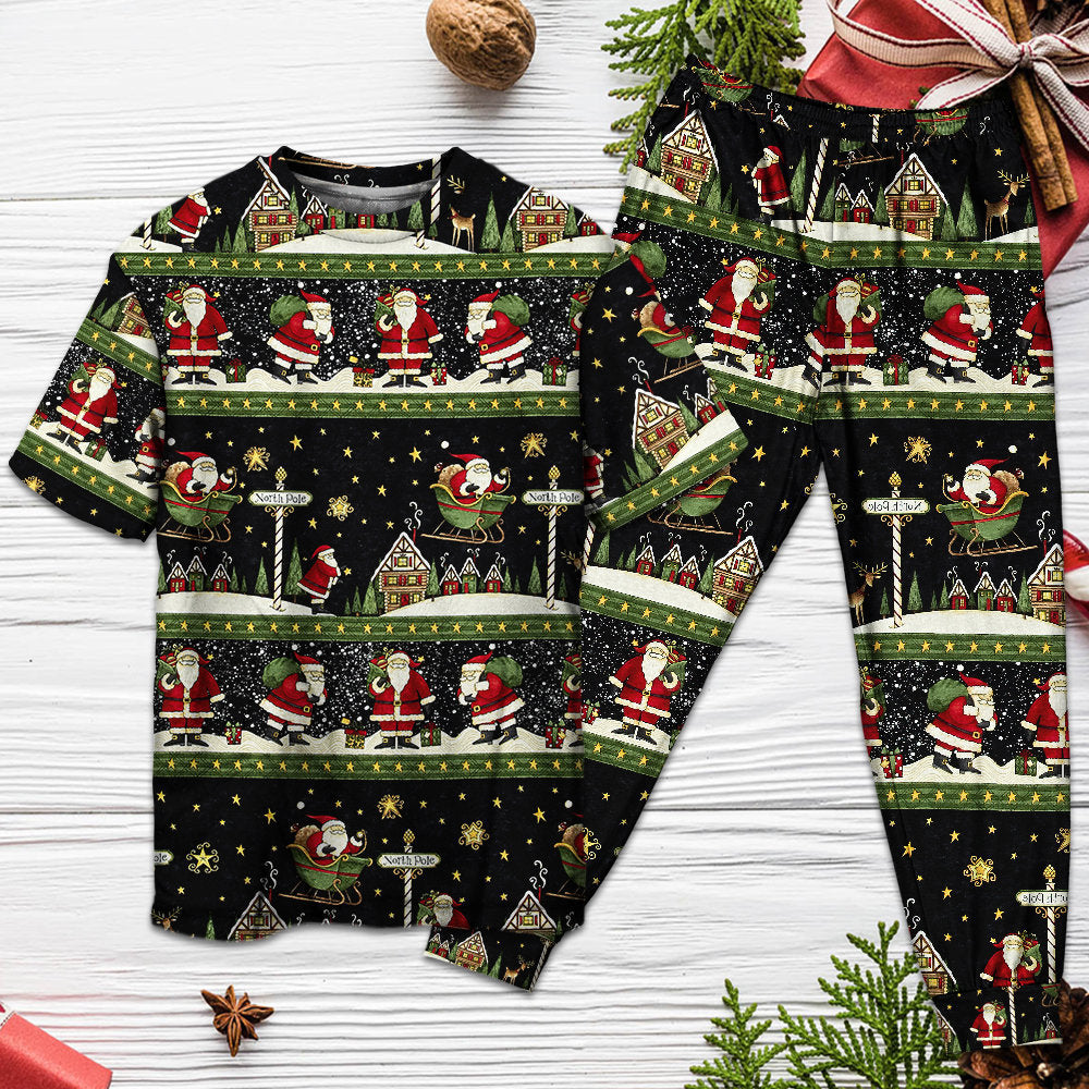 Christmas Santa Claus Big Night - Pajamas Short Sleeve - Owls Matrix LTD