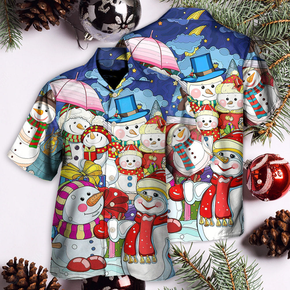Christmas Snowman Merry Xmas Happy New Year Art Style - Hawaiian Shirt
