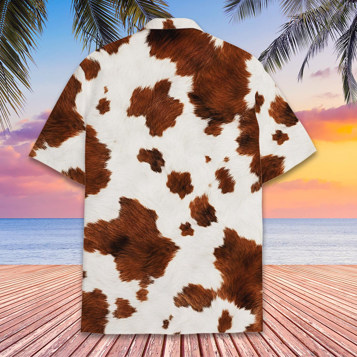 Western Cow Print Brown White Cowhide Cowboy – Hawaiian Shirt