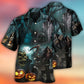 Halloween Ghost In Dark Pumpkin Scene – Hawaiian Shirt