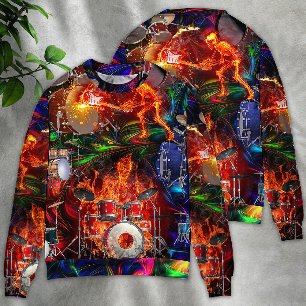 Drum Is My Life Fire Skull Art – Sweater - Ugly Christmas Sweater