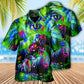 Funny Crowing Rooster Neon Art - Hawaiian Shirt