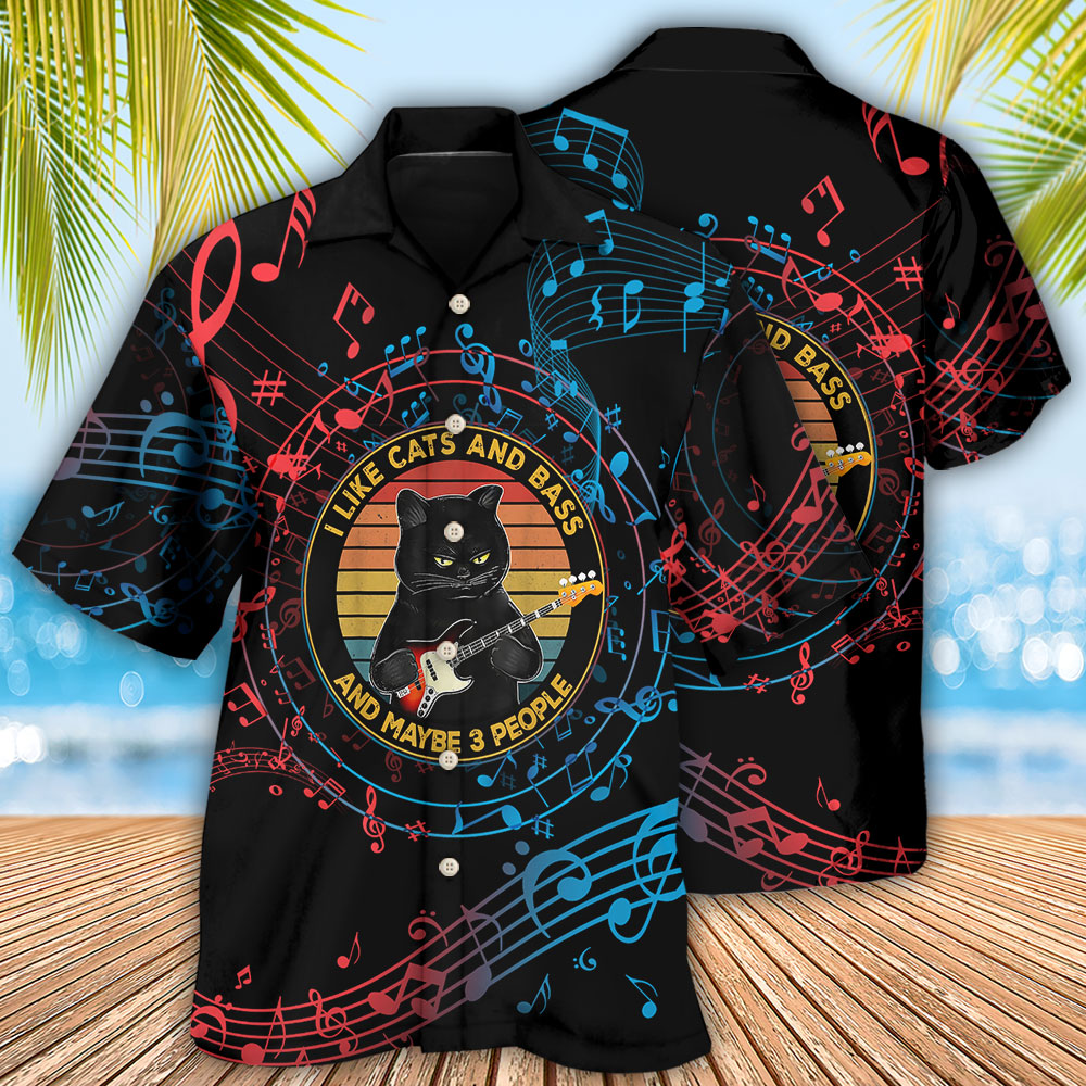 Guitar And Cat Lover Music - Hawaiian Shirt