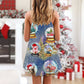 Farm Santa Merry Christmas Snow – Women's Summer Sleeveless V-Neck Camisole Dress