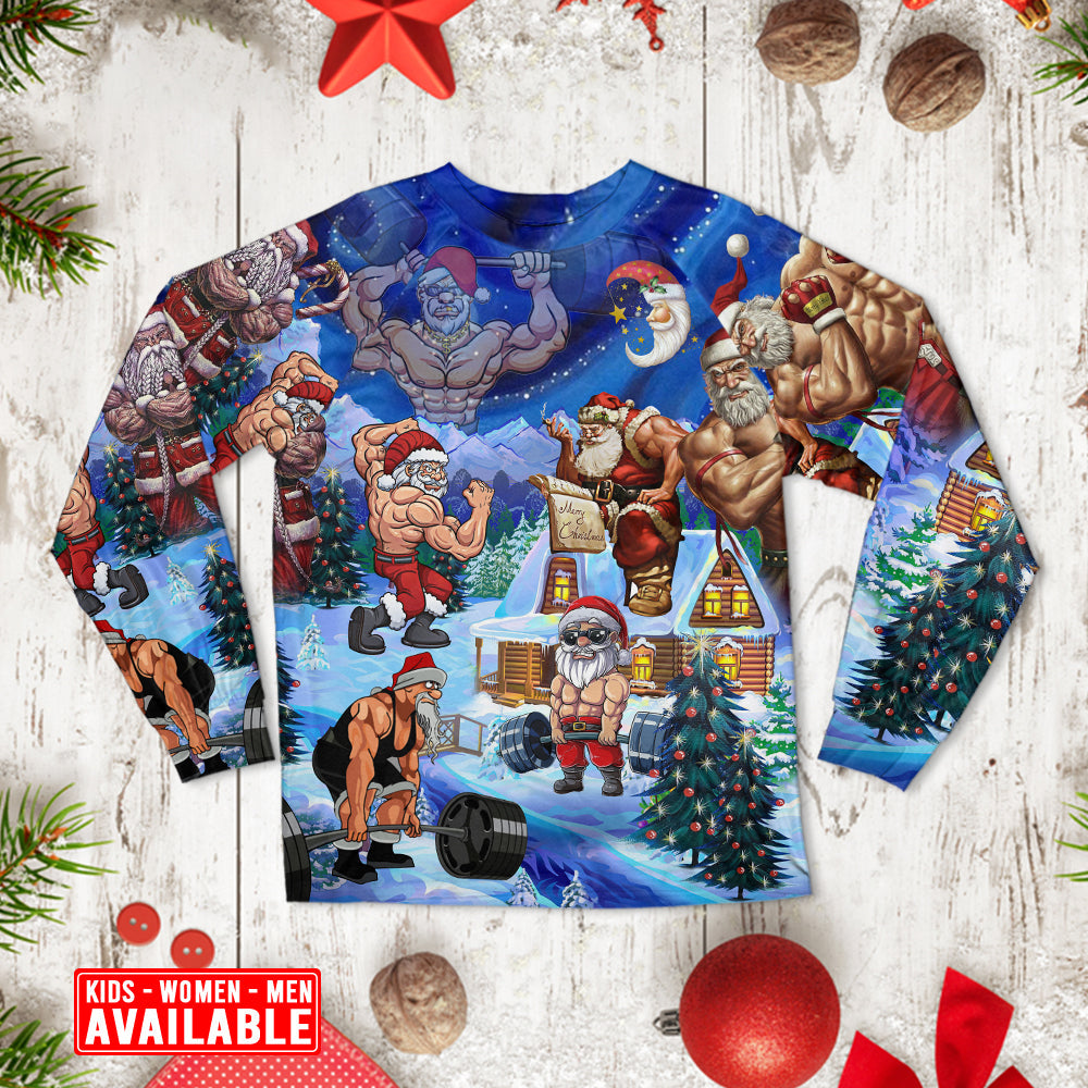 Christmas Merry Christmas Santa Stronger - Pajamas Long Sleeve - Owls Matrix LTD