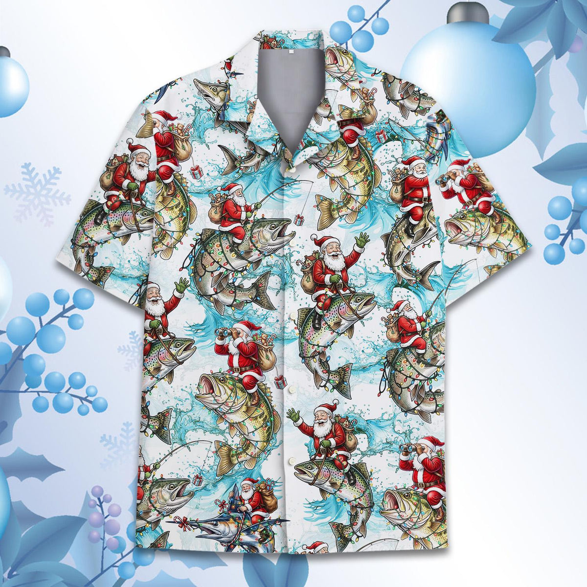 Santa Fishing Christmas Fish Holiday Angler – Hawaiian Shirt