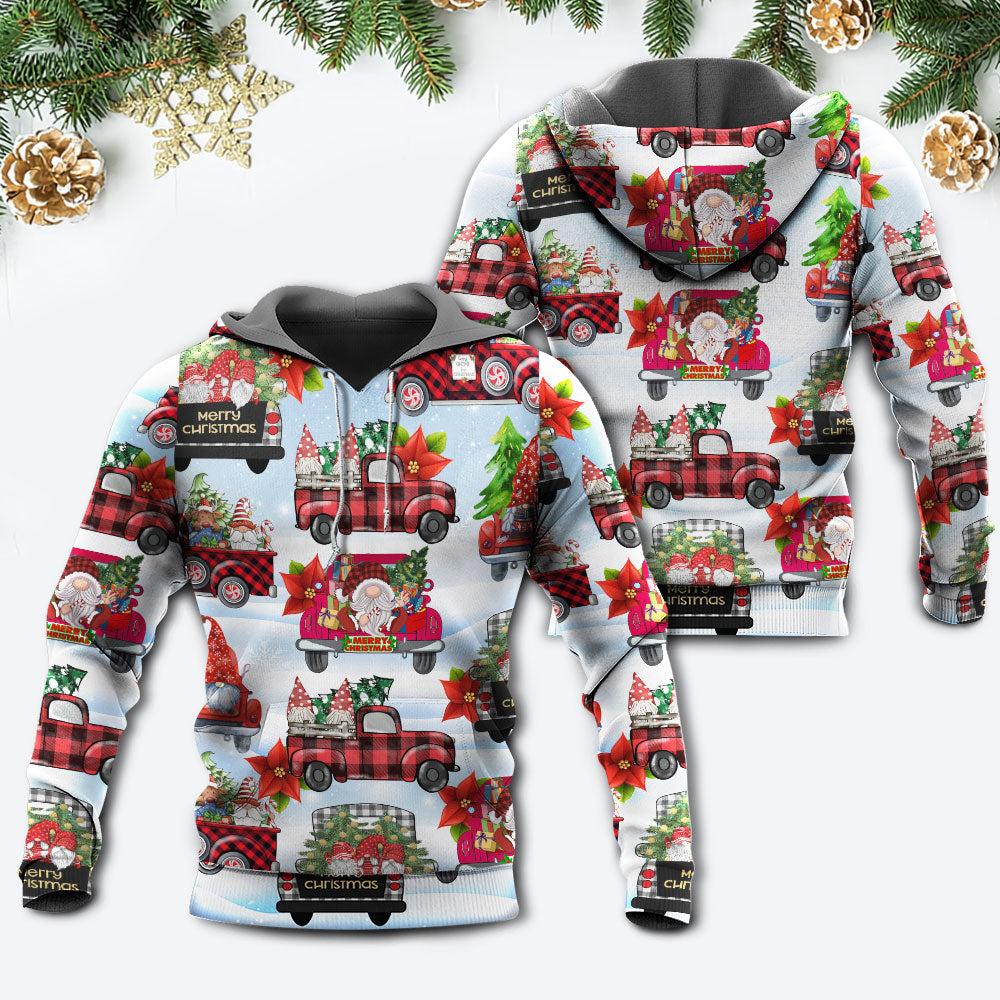 Gnome And Christmas Truck Merry Xmas - 3D Hoodie