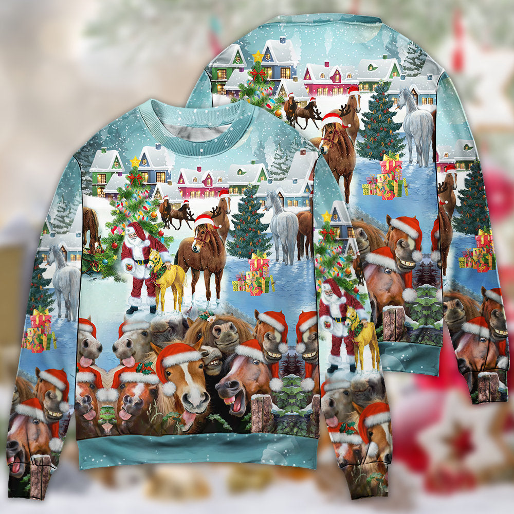 Horse Loves Christmas Happy Style – Sweater - Ugly Christmas Sweater