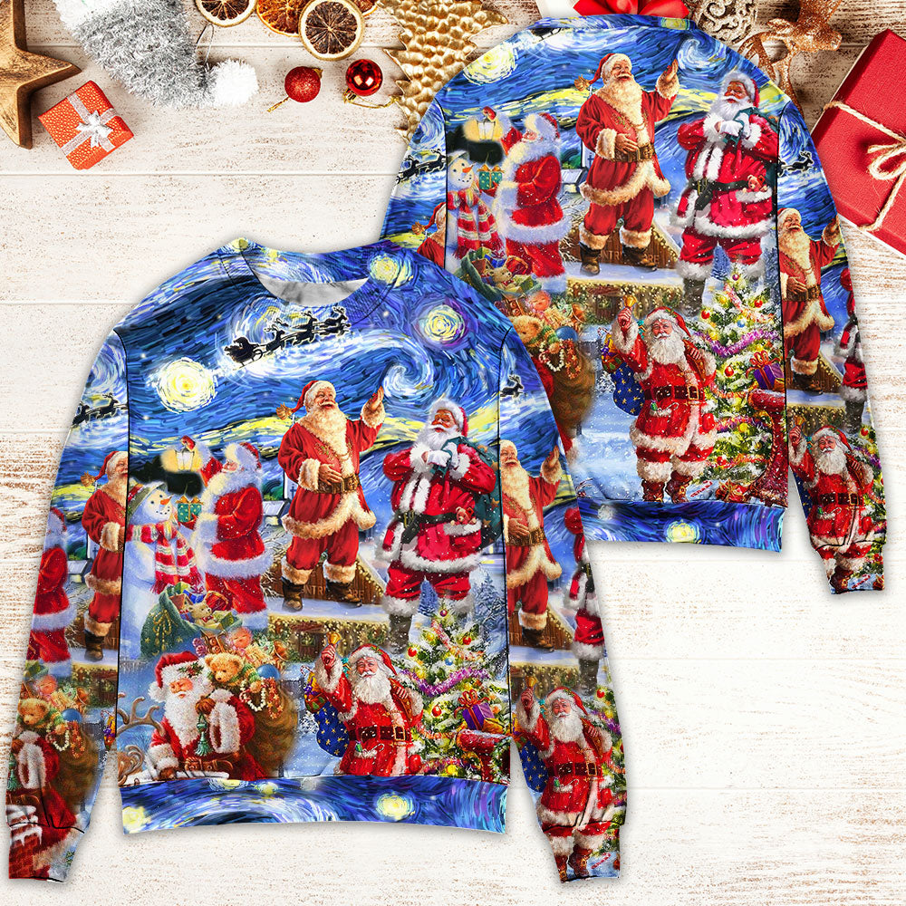 Christmas Santa Snowy Night Merry Xmas – Sweater - Ugly Christmas Sweater