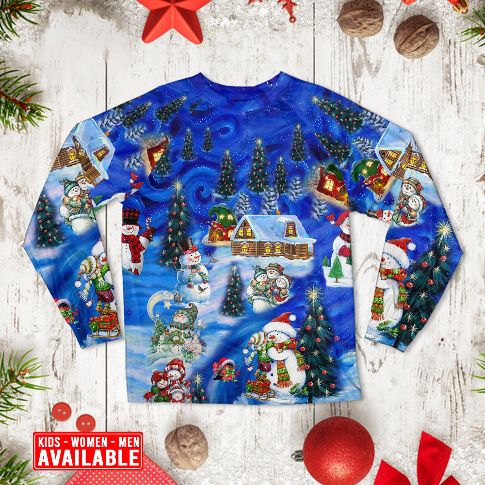 Christmas Snowman Chilling With My Snowmies - Pajamas Long Sleeve - Owls Matrix LTD