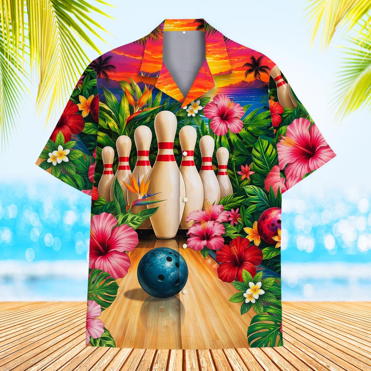 Tropical Bowling Hibiscus Team Party – Hawaiian Shirt