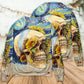 Skull And Sunflower Vintage Starry Night Art – Sweater - Ugly Christmas Sweater