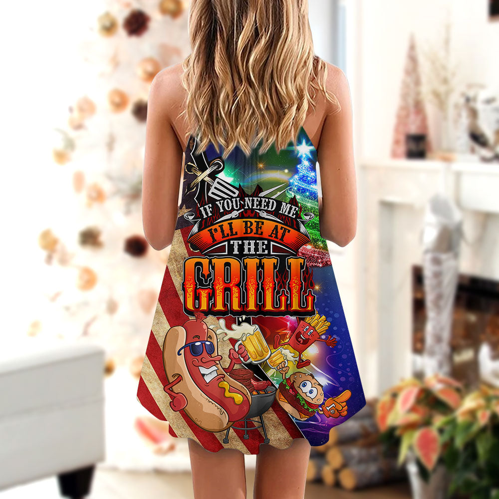 Back To The Grill Christmas Fun – Women's Summer Sleeveless V-Neck Camisole Dress