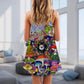 Hippie Mushroom Aliens Stay Hippie – Women's Summer Sleeveless V-Neck Camisole Dress