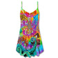 Hippie Octopus Fun Style – Women's Summer Sleeveless V-Neck Camisole Dress