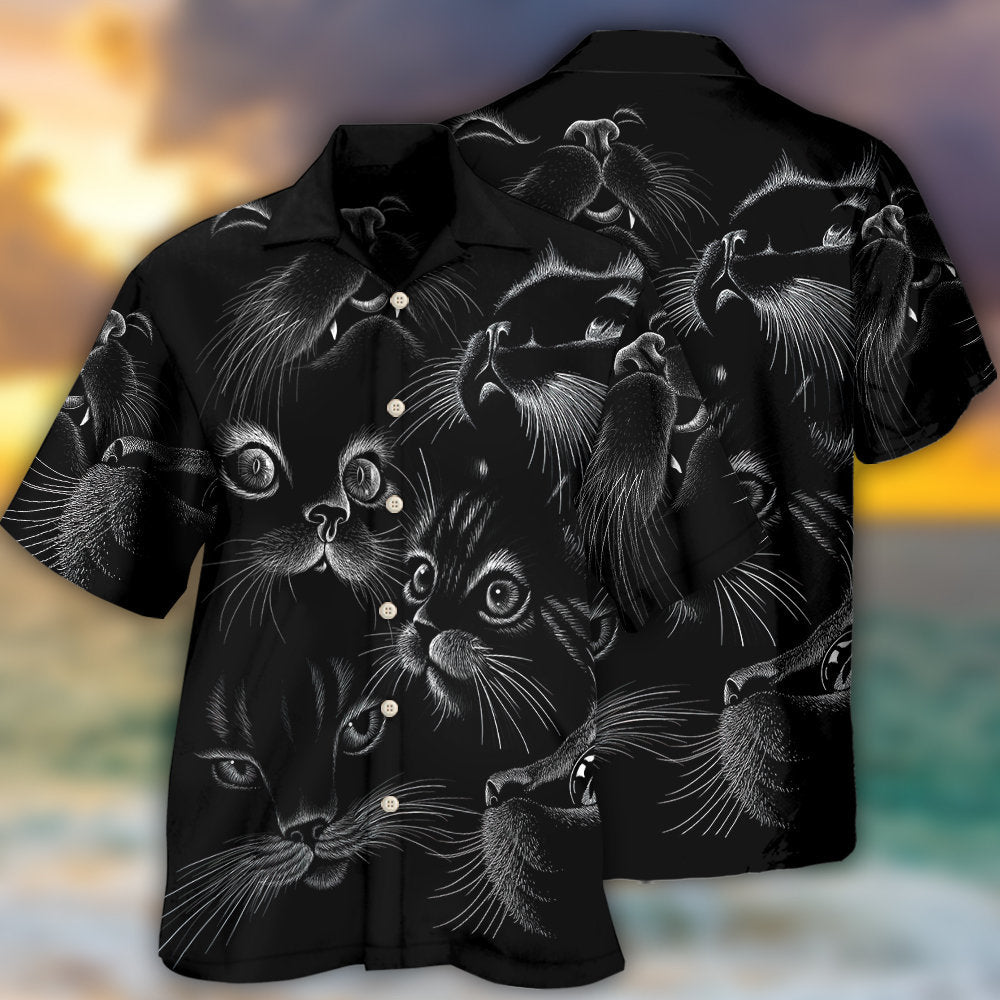 Black Cat Bold Artistic Design – Hawaiian Shirt