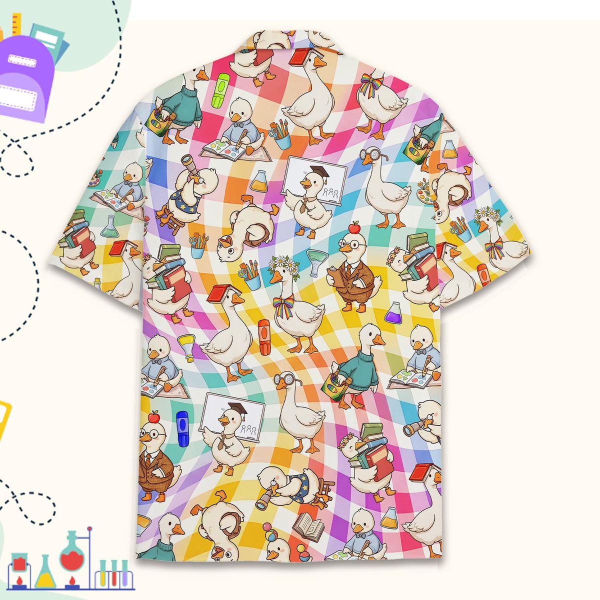 Funny School Goose Colorful Back To School – Hawaiian Shirt