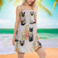 Tropical Floral Siamese Kitty – Women's Summer Sleeveless V-Neck Camisole Dress