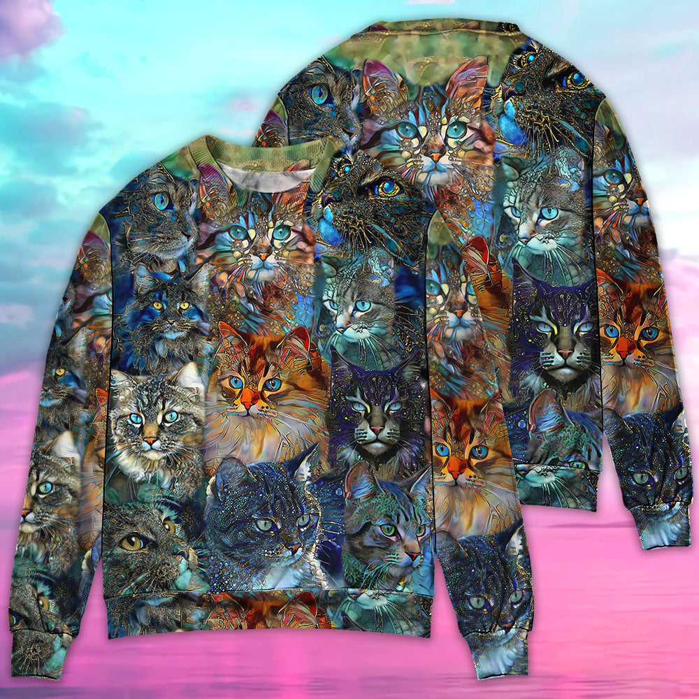 Colorful Cat Glass Art Lover – Sweater - Ugly Christmas Sweater