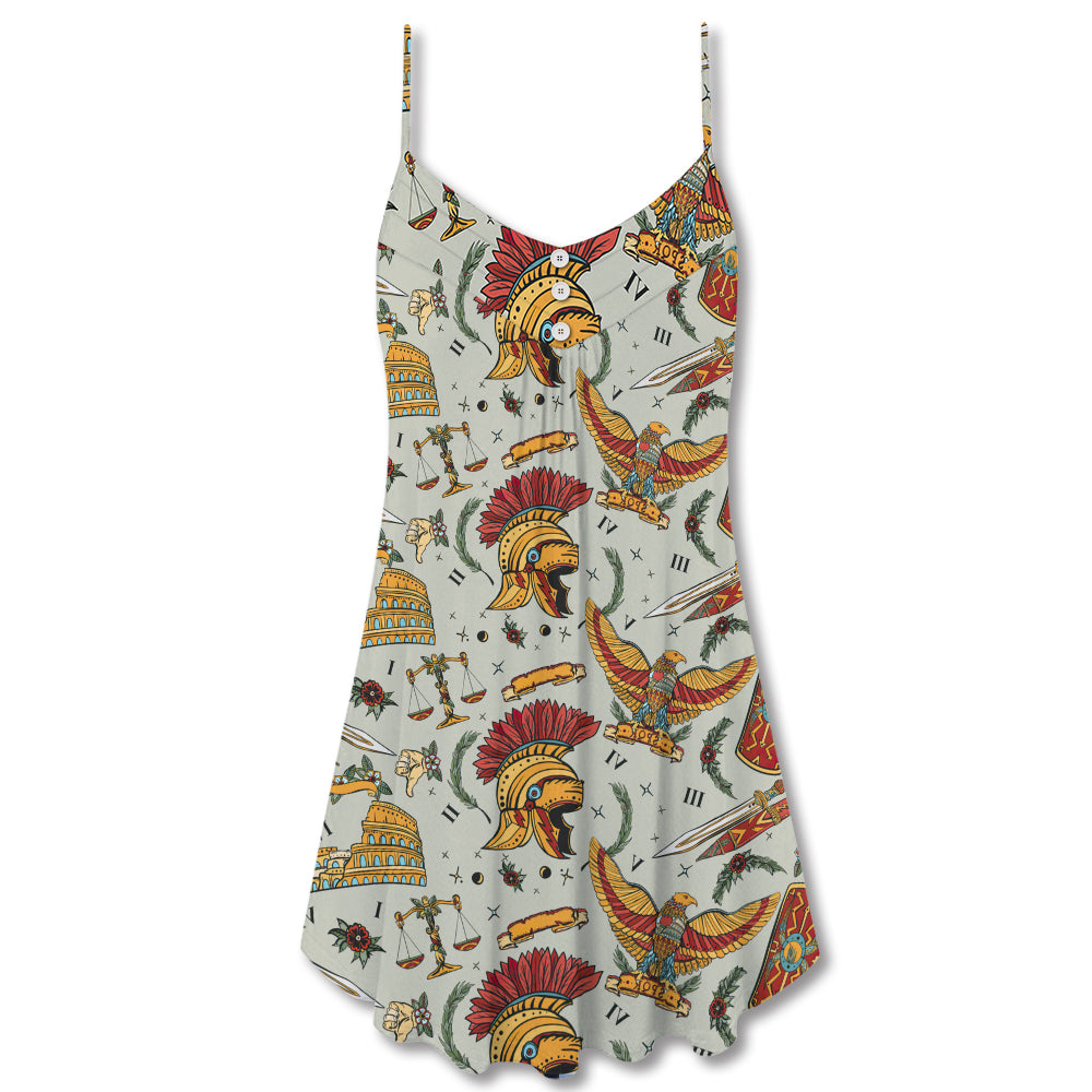 Christmas Spartan Warrior Symbols – Women's Summer Sleeveless V-Neck Camisole Dress