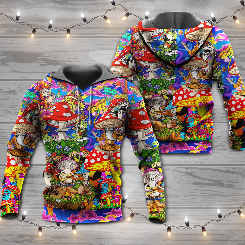 Hippie Mushroom Happy Together Art - 3D Hoodie