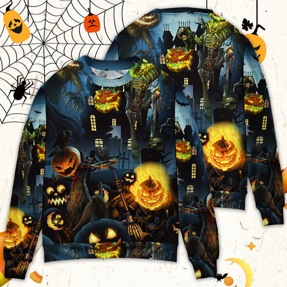 Halloween Pumpkin Night Sky Art – Sweater - Ugly Christmas Sweater