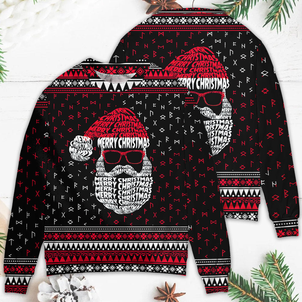 Christmas Santa Retro Viking Pattern – Sweater - Ugly Christmas Sweater