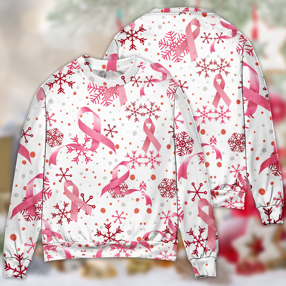 Breast Cancer Pink Ribbon Merry Christmas – Sweater - Ugly Christmas Sweater