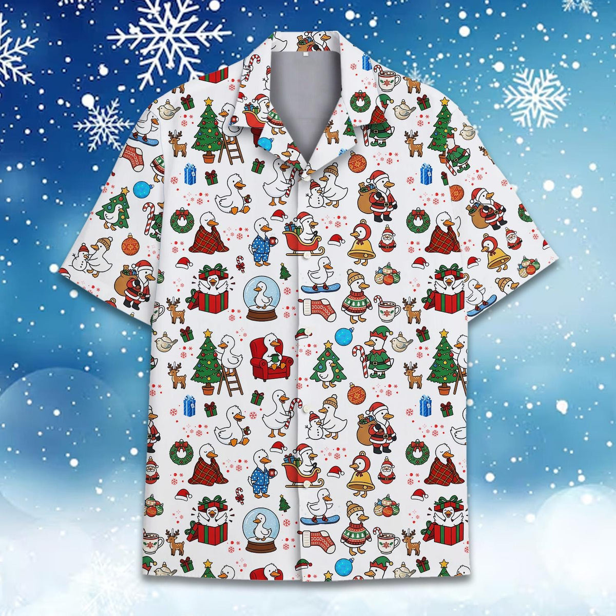Christmas Goose Santa Tree Cute Holiday 3 – Hawaiian Shirt