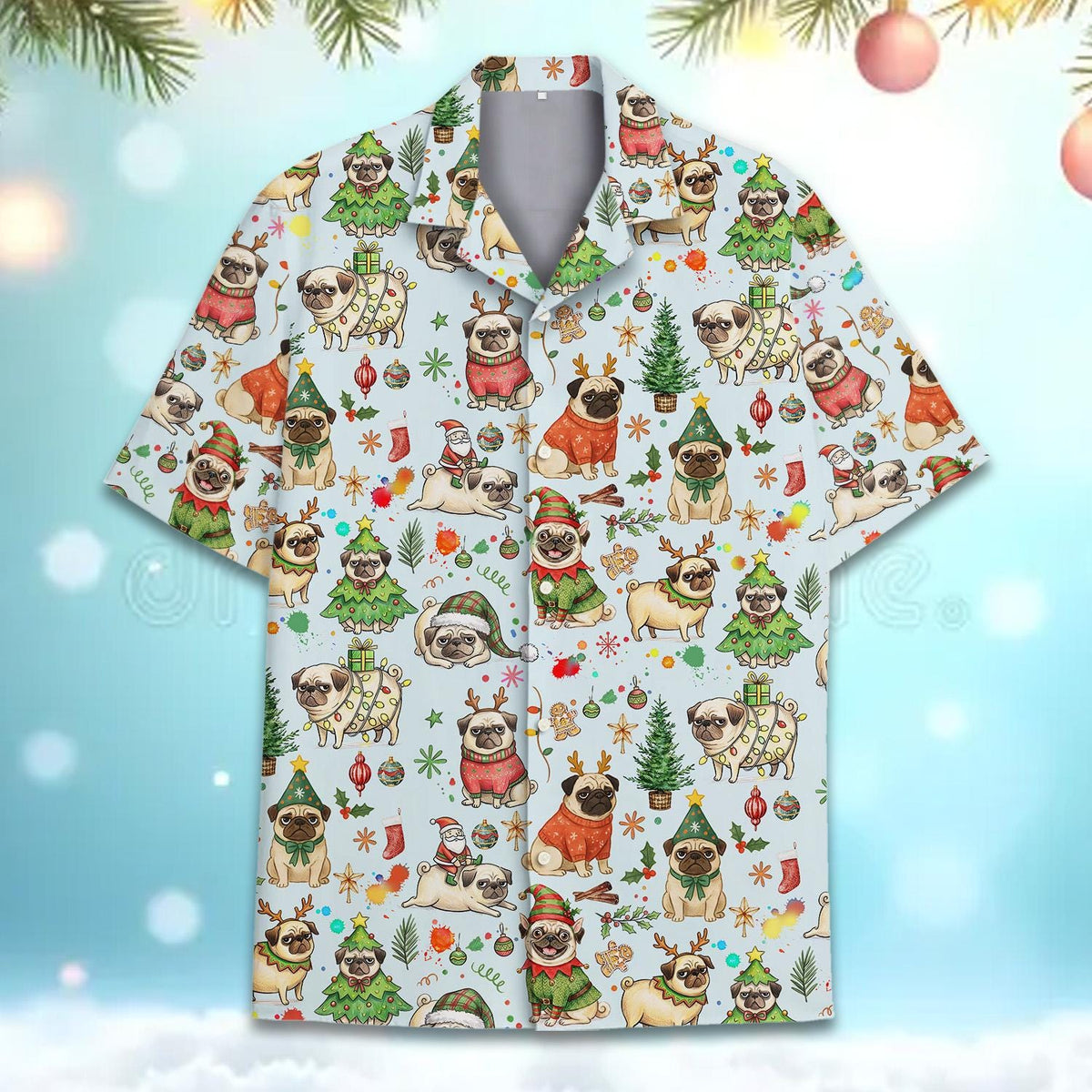 Christmas Pug Funny Dog Festive Holiday – Hawaiian Shirt