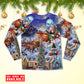 Christmas Rudolph Santa Claus Reindeer Gift Light Art Style - Pajamas Long Sleeve - Owls Matrix LTD