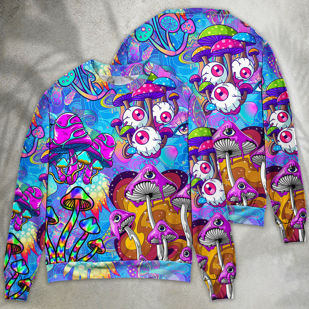 Hippie Mushroom Colorful Cool Art – Sweater - Ugly Christmas Sweater