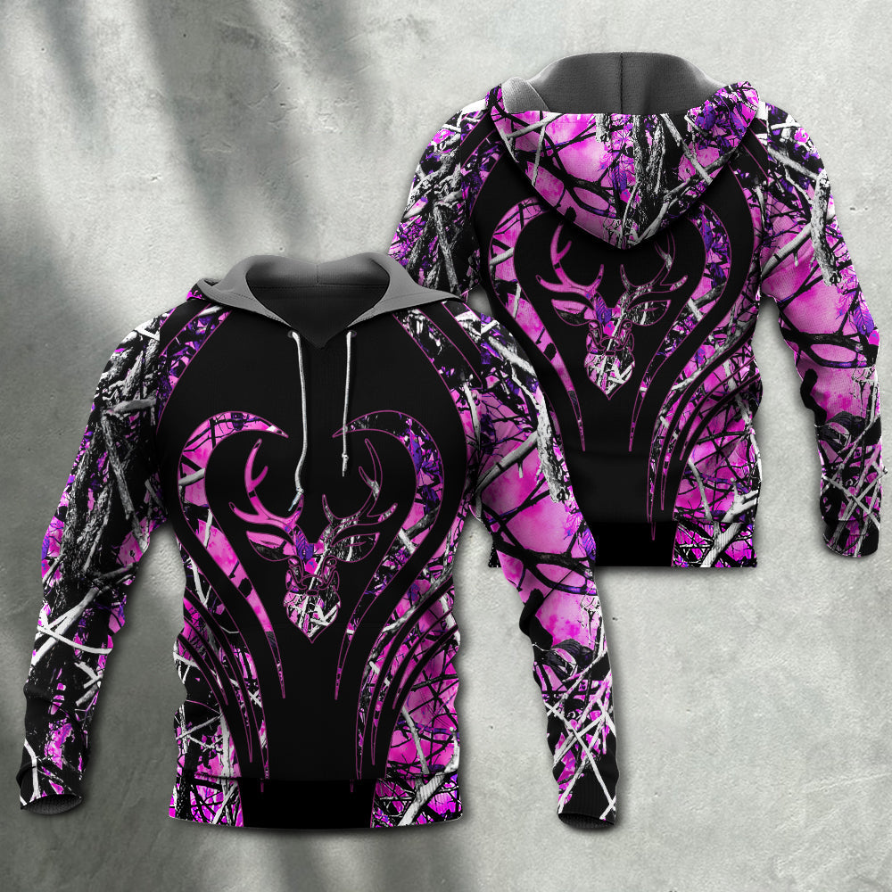 Hunting Girl Pink Camouflage Deer Style - Hoodie