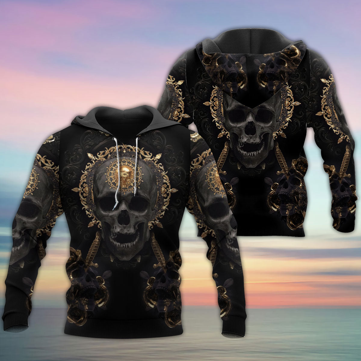 Golden Skull True King Quote Art – 3D Hoodie